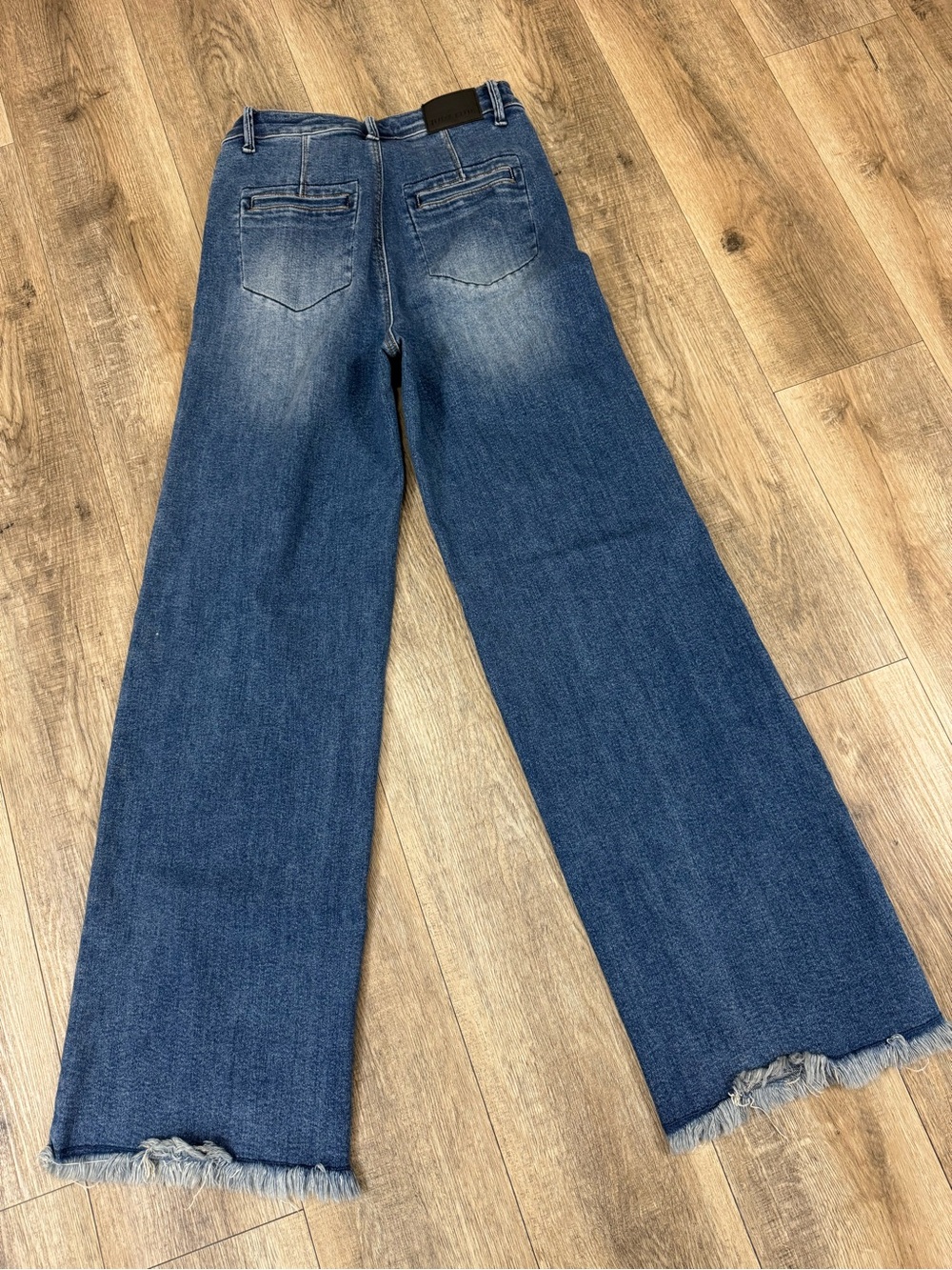 Judy Blue Wide-Leg High-Rise Button-Fly Jeans - Dark Blue Wash - Picture 4 of 4